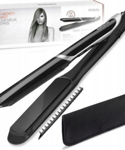 Babyliss Sleek Control Wide Hair Straightener, Black Silver - ST397E
