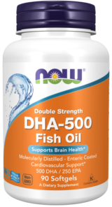 Now DHA-500 Fish Oil, Double Strength -90 Softgels